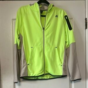 Russell Athletic Green and Gray Hoodie Cozy and Versatile